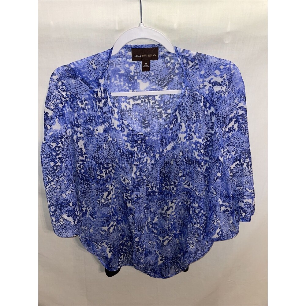 Dana Buchman Fashion Blouse Women’s Size Medium Blue Dolman Sleeve Inner Shirt